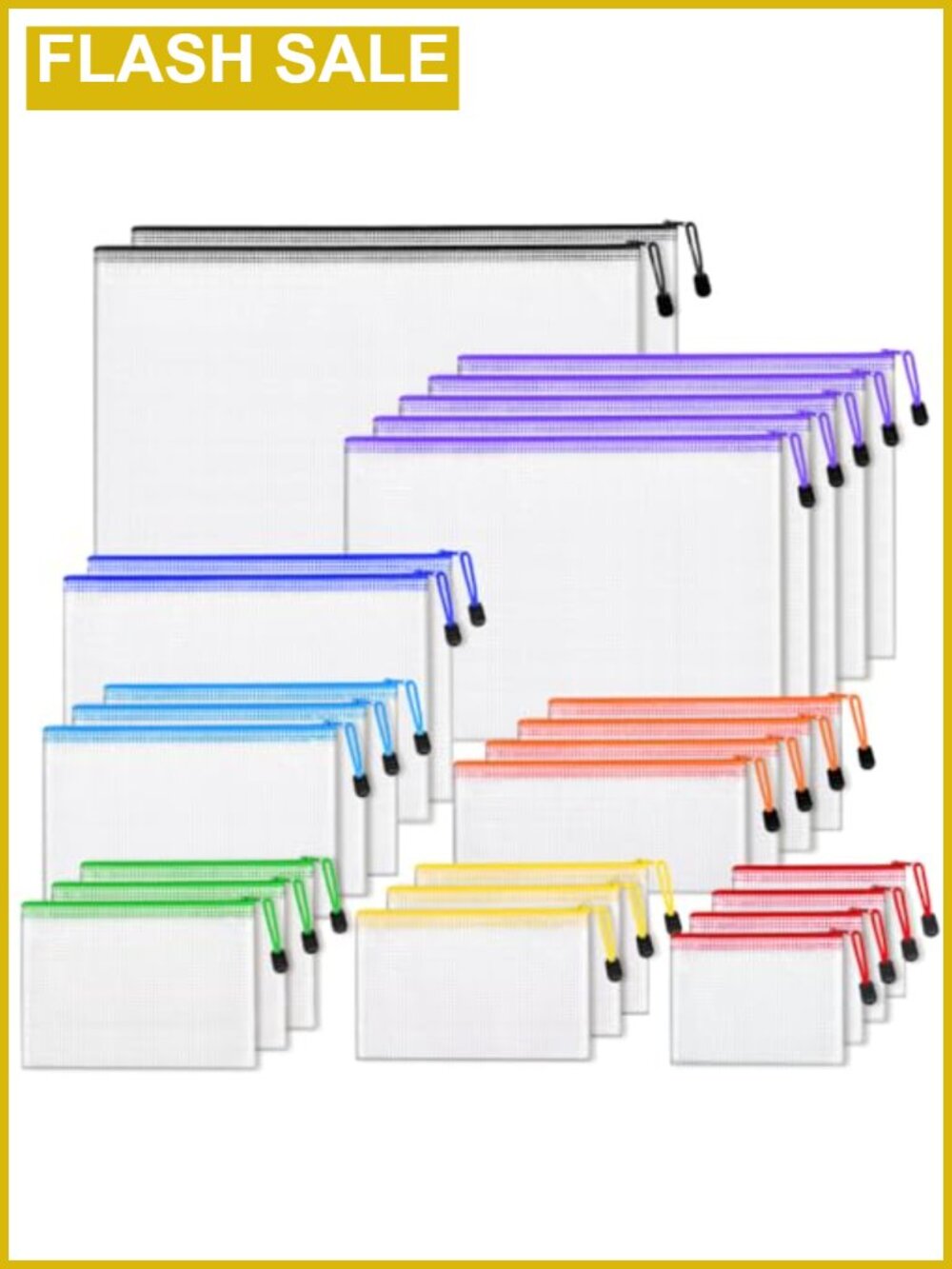 26pc Mesh Zipper Pouch Set PVC Storage Bags Organizer Travel
